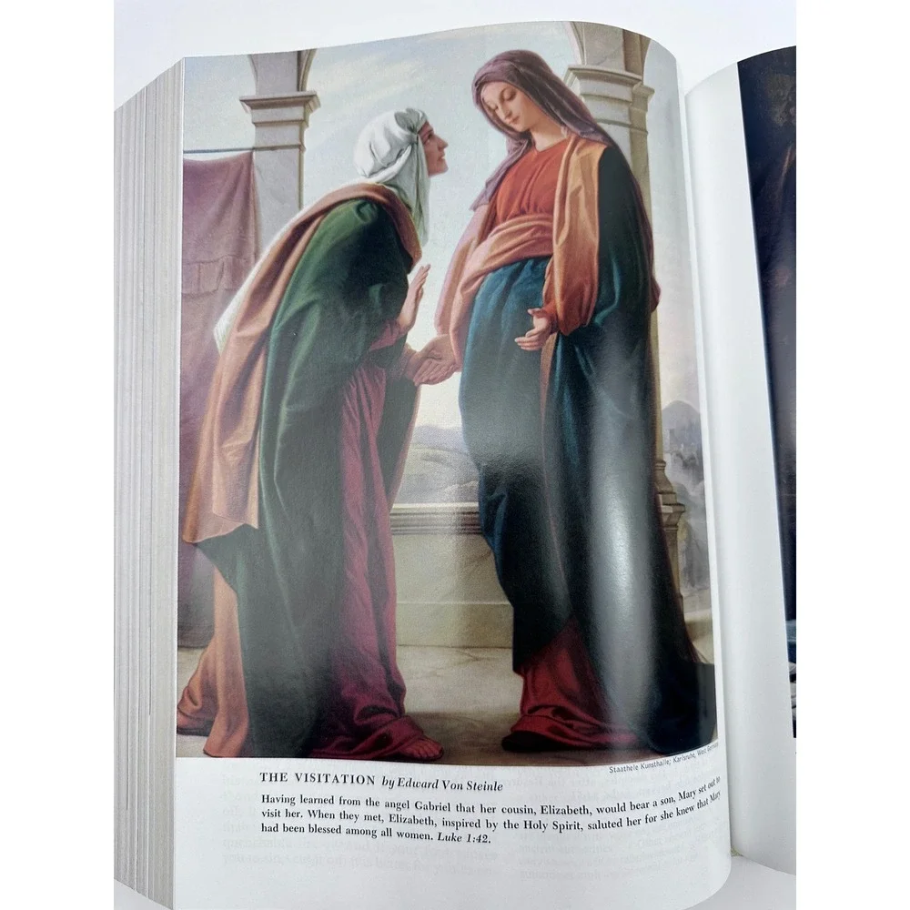 RSV Catholic Edition Holy Bible Gold Gilt Illustrated Hardcover‎ Cream 1993